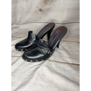 G Series Black‎ Studded Mule Heels 6.5 Y2K Slip On Platform